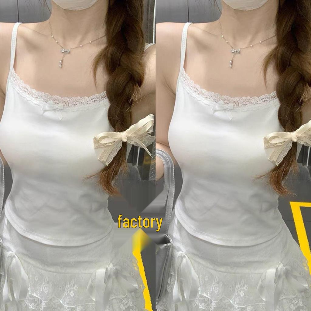 Women's Plus Size Lace Trim Cotton Camisole - Spring/Summer Sleeveless Slimming Base Layer Top