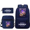 Animation Cartoon Grund- und Sekundarschüler Schultasche Kinderrucksack Freizeit Federmäppchen Umhängetasche Dreiteiliges Set