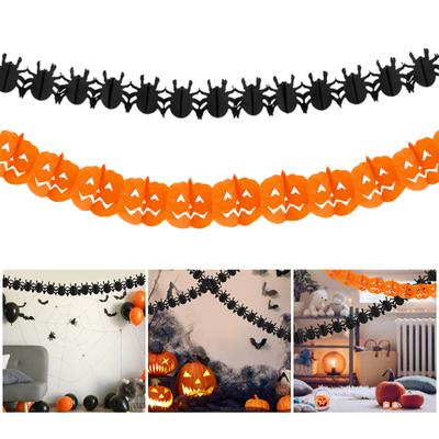 Halloween Party Decoration Colorful Paper Chain Garlands Pumpkins/Spiders Banners Seasonal Celebration Accessories