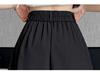 Autumn 2024 High-Waisted Petite Pleated A-Line Culottes - Black Wide-Leg Women's Shorts