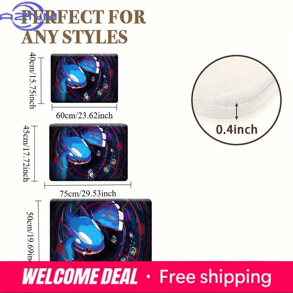 Pokemon Kyogre Pixel Art Print Non-slip Doormat Soft Floor Mat for Home Entrance Decor