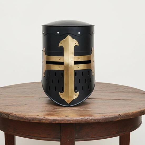 Black Crusader Great Helm Handcrafted Steel Armor Helmet Halloween Decorative Gift