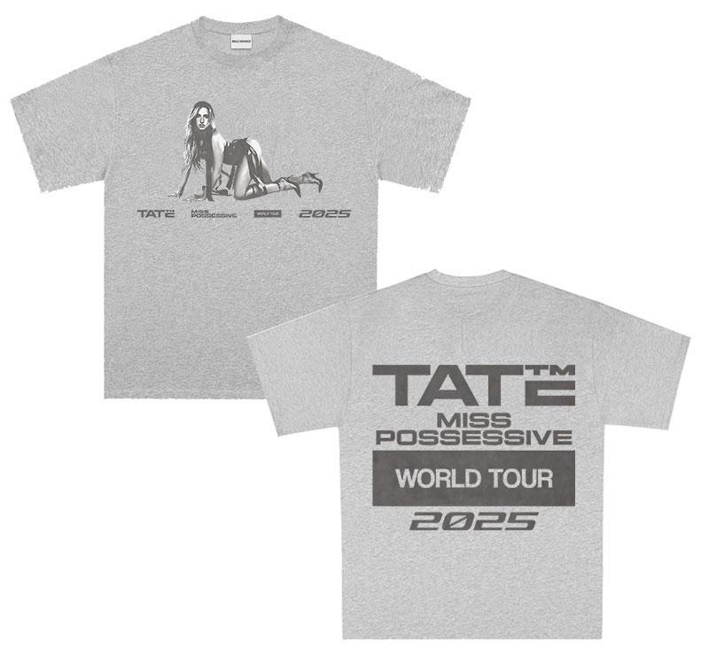 90s Vintage Tate McRae Miss Possessive Tour 2025 New Merch Tee Shirt Unisex Fashion Harajuku High Quality Cotton Tees Streetwear