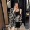 Summer Women's Plaid Ice Silk Shirt Thin Outerwear Cover Up Sun Protection Top Long Sleeve Mid Length Other Material 100%