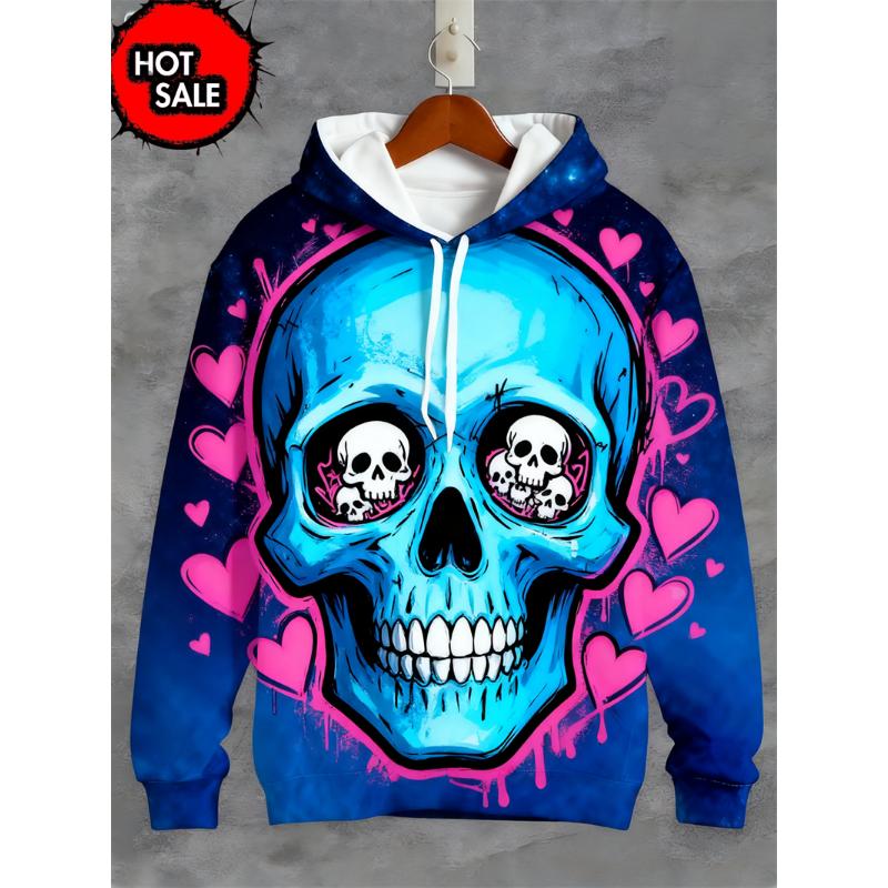 New Skeleton Skull Graphic 3D Print Hoodies For Man Oversized Hooded Sweatshirts Harajuku Tracksuits Pullover Tops Coat Clothing