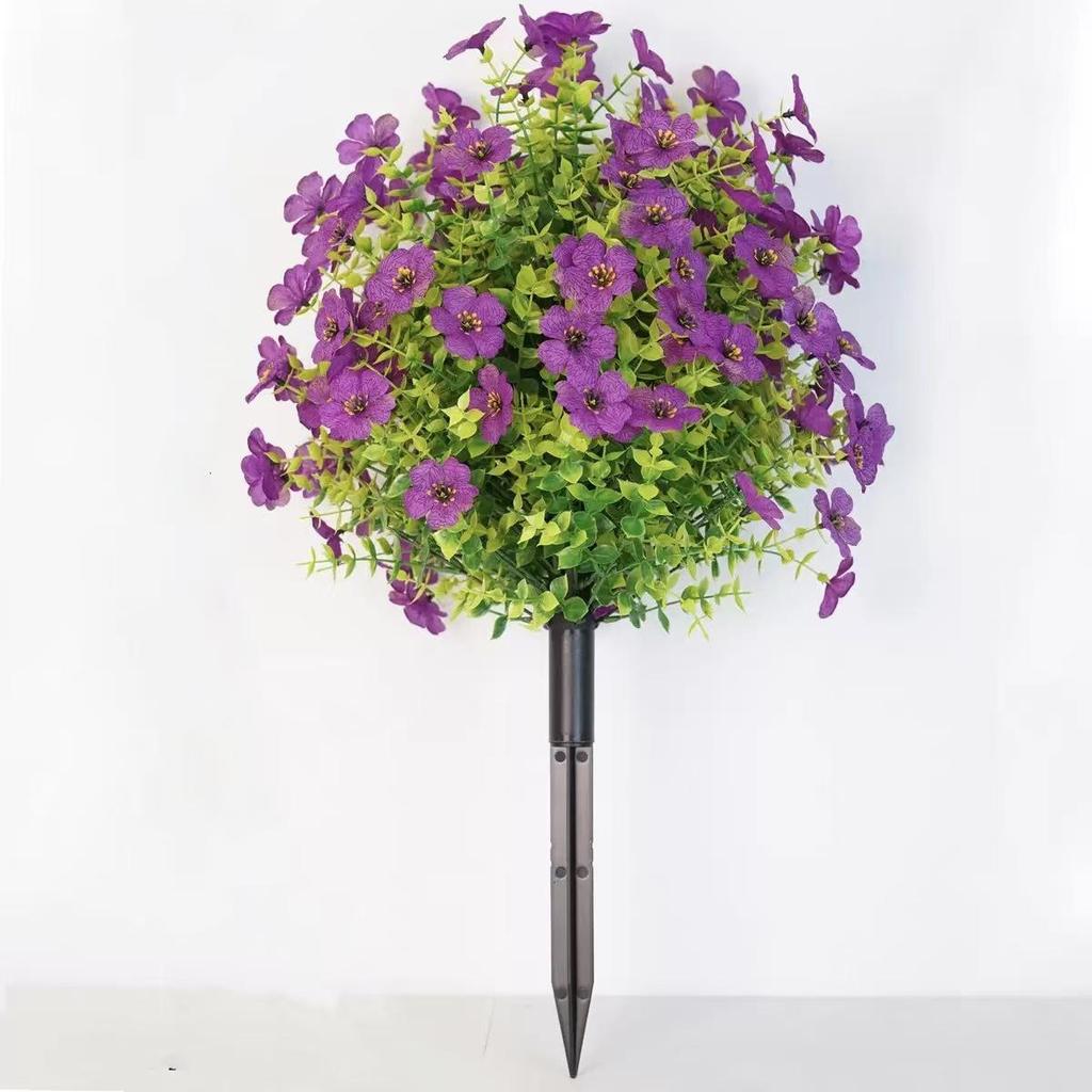 Violet Eucalyptus Artificial Flower Ground Stake for Wedding and Outdoor Decoration