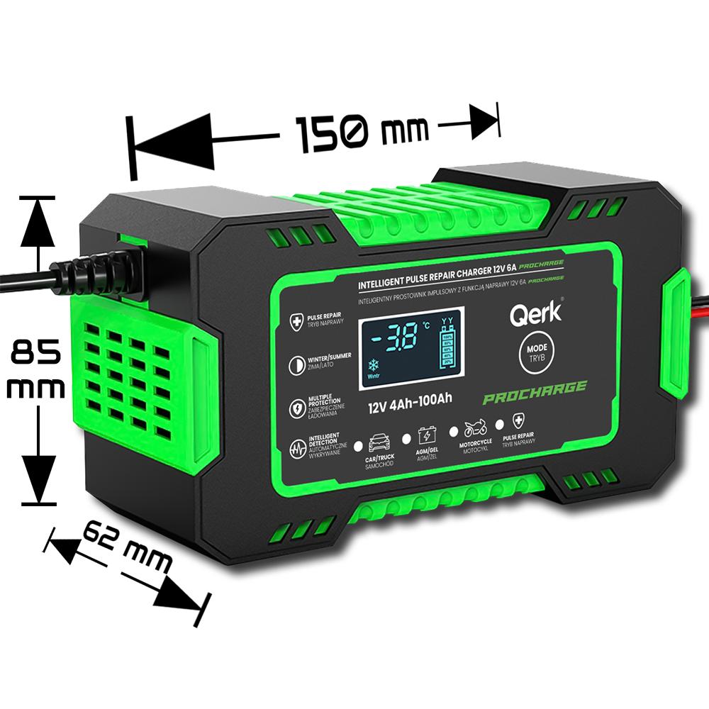Qerk Rj-C 120501A 12V 6A Pulsed Car Battery Charger With Battery Repair Function