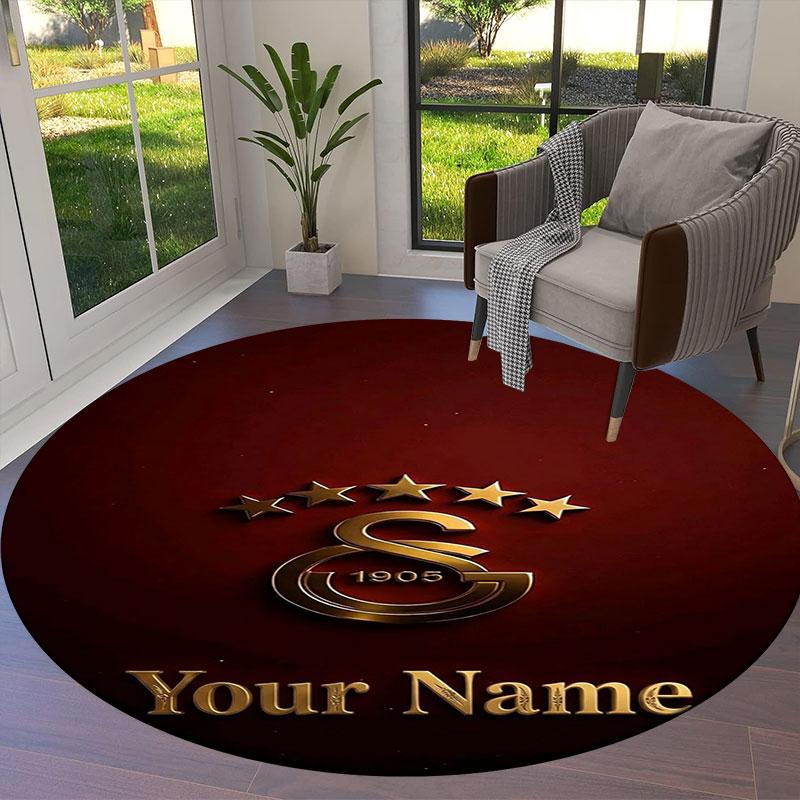 Galatasaray S Custom Name Round Area Rug,Carpet Rug for Living Room Bedroom Sofa Playroom Decor,Non-slip Floor Mat