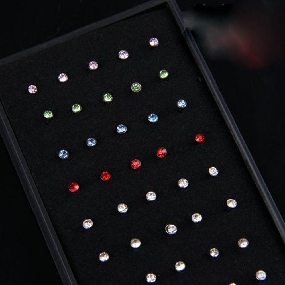 Gifts Bars 60 Pcs Girl Fashion Crystal Nose Ring Nose Studs Ring Body Piercing Jewelry Rhinestone