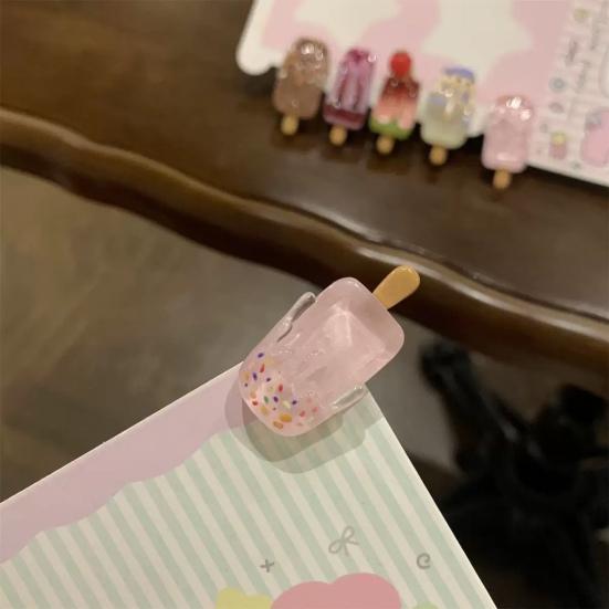 5Pcs Girl Hairpins Clear Gradient Color Simulated Popsicle Shape Transparent Hair Clips Anti-Slip Design Mini Lightweight Hair Pins