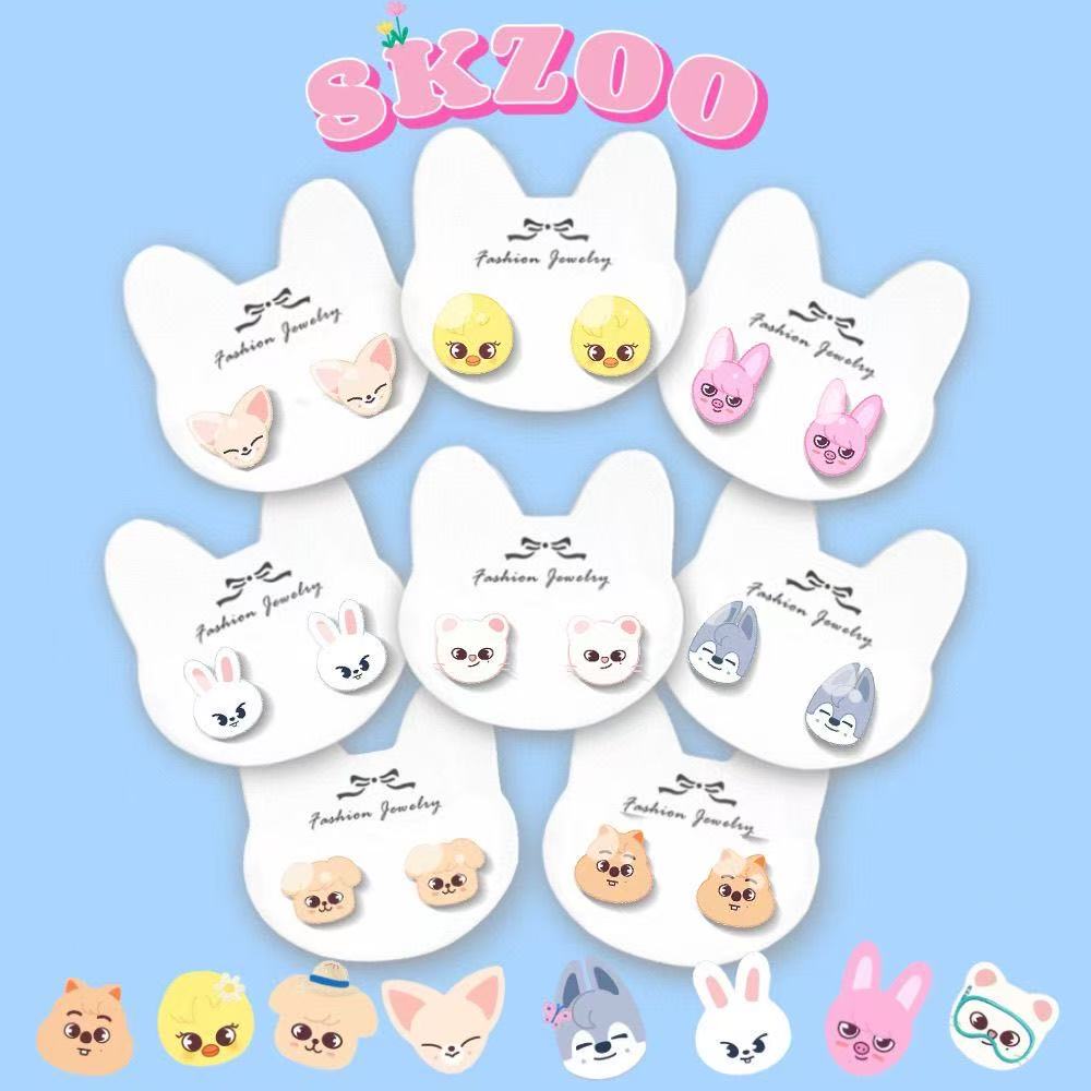 Skzoo auf Lager Stray Kids Skzoo Cartoon Ohrringe 925 Silber Hypoallergen Ohrstecker Mode Kpop Merch