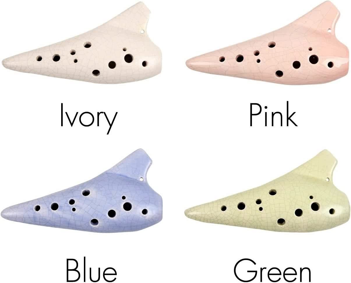 

JINSELF Alto C Design Ocarina, 12 Holes, Ceramic, Convenient 3-Piece Set for Beginners, Pink