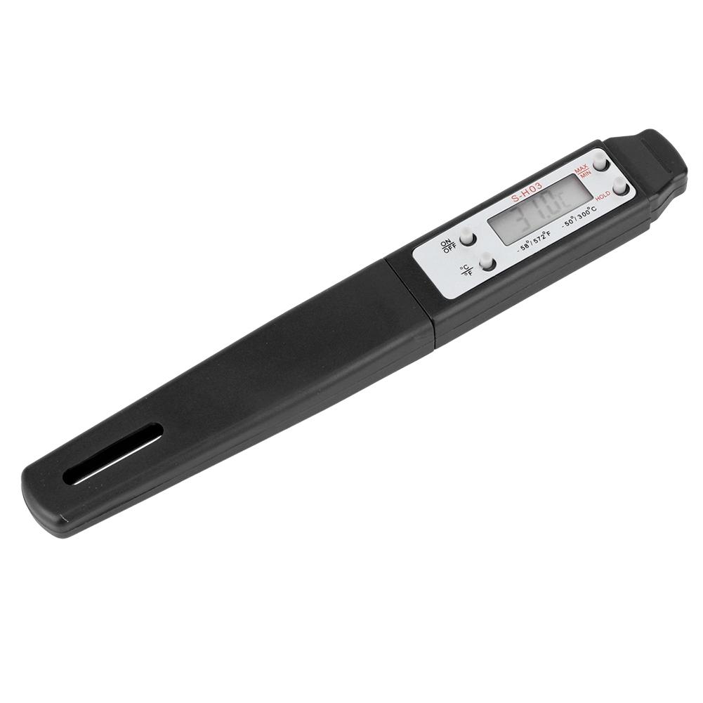 Tragbares digitales Stiftthermometer mit langer Sonde für Küche Kochen BBQ Fleisch Frittieren Lebensmittel Milch Schwarz