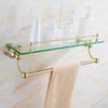European-style Gold Glass Shelf Double Bathroom Cosmetic Rack Bathroom Towel Rack Crystal Hardware Pendant GLY50
