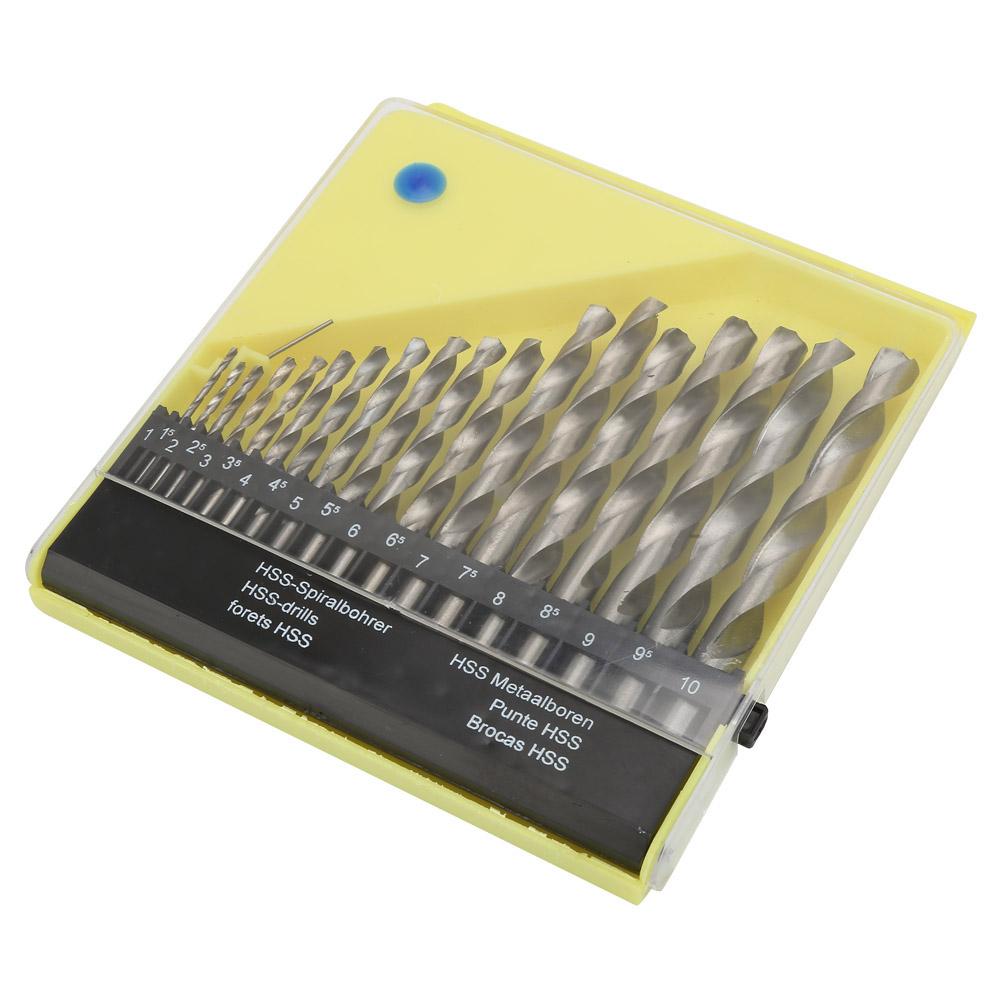 

Набор из 19 шт. сверл HSS из быстрорежущей стали с прямым хвостовиком, спиральных, комплект в кейсе, 110 мм