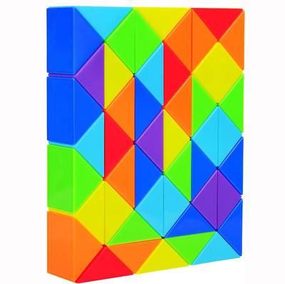 48 Regenbogenfarbene Keile, magischer Schlangenwürfel, Twist-Puzzle, 3D-Rätsel, Fidget-Sensorspielzeug