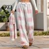 Elastic Waist Lounge Bottoms Women Plaid Wide Leg Pants, Drawstring High Thick Coral Fleece Stylish Home Wear for Warm Loungewear, Anti-Pilling Casual