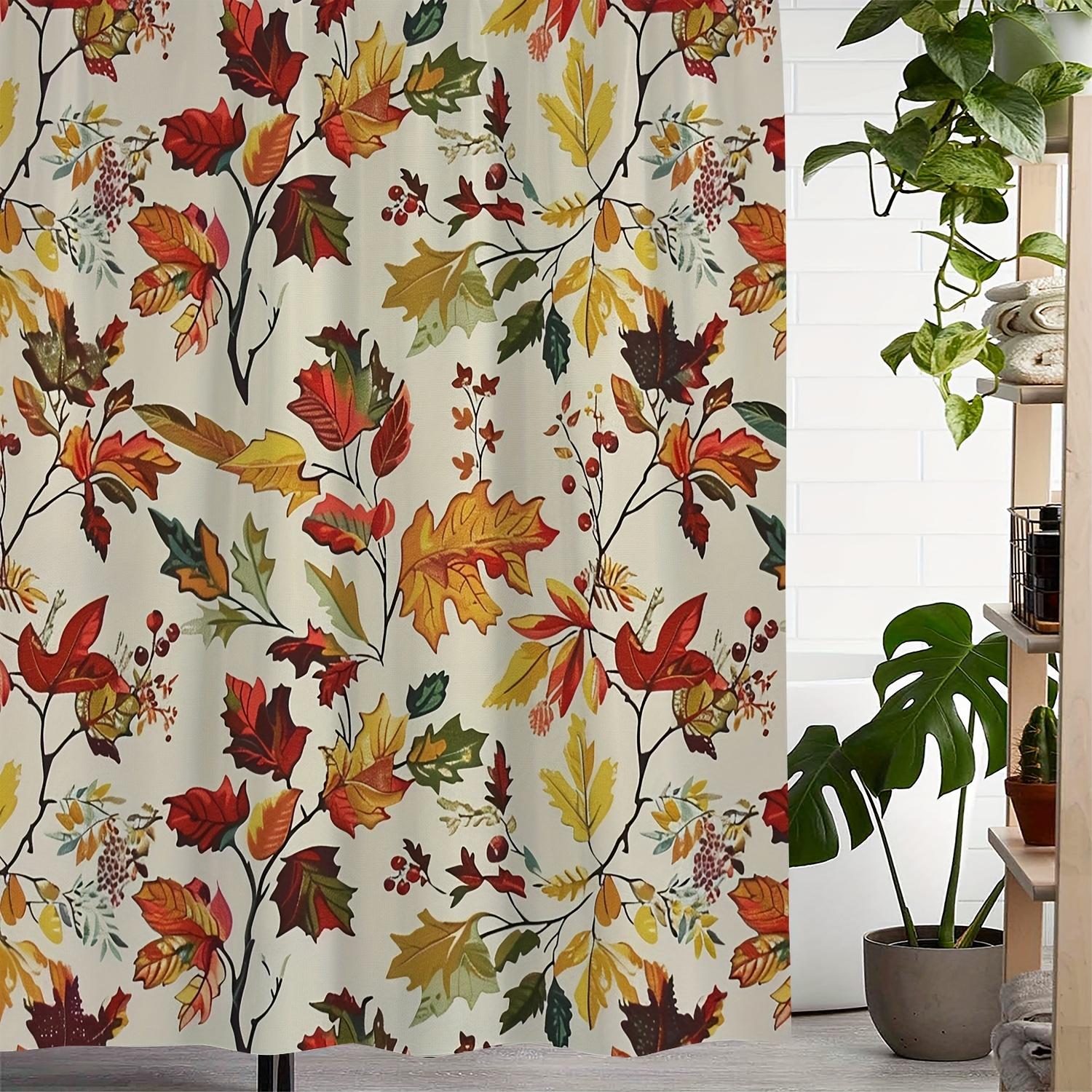 

1Pc Shower Curtain With Autumn Leaves And Berries, Made Of Polyester, Machine Washable, Suitable For Bathroom Decoration W60H190(CM)-1 Pcs