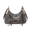 Street Style Tote Bag With Pearl Chain Large Capacity For Daily Use
