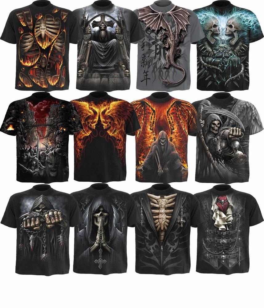 Spiral Direct Skull Dragon Reaper Skirt Metal Biker Skeleton Gothic Unisex T-Shirt XL
