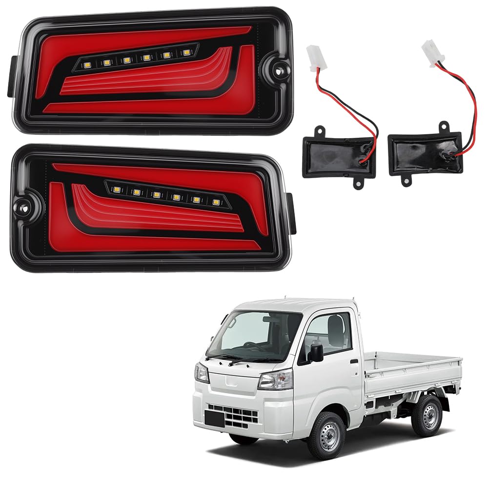 Syncnika LED Tail Lights for Hijet Truck Set of Compatible with Genuine and Black Red [New Design] Jumbo, 2, S500P/S510P (Early Model), Replacement,