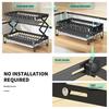 2-Tier Foldable Dish Storage Rack with Drip Tray, Countertop Kitchen Organizer, Easy to Install Plate & Bowl Drying Shelf