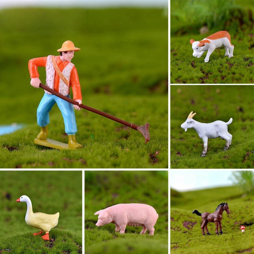Animal Model Farmland Worker Home Decor Figurines Micro Landscape Miniatures Fairy Garden Ornaments