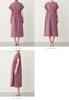 Maternity Open Front Can Be Used for a Long Time After Giving Linen Style Drost Short Sleeve One Pregnancy Purple 10307160 [ANGELIEBE] Dress, Birth,
