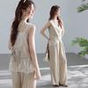 Women's V-Neck Sleeveless Vest & Wide-Leg Pants Set