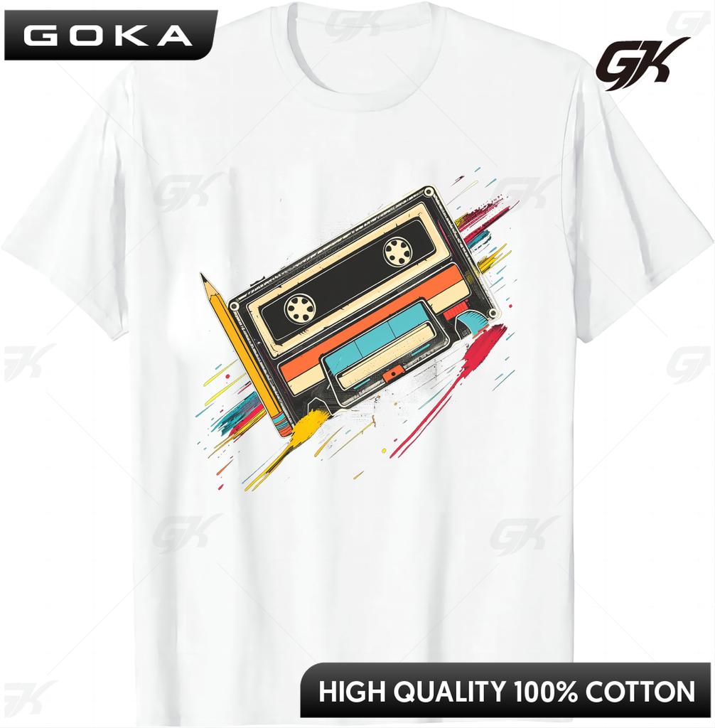 80s Cassette Tape Pencil 1980s Retro Vintage Throwback Music Comfortable TShirt Men Clothes Vintage T Shirt Camisetas