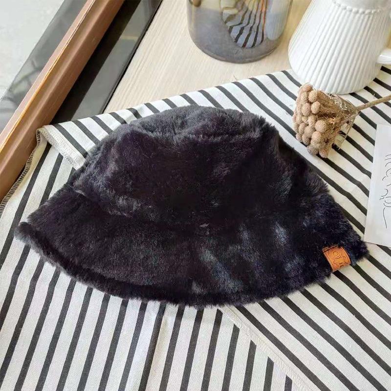 Hat female autumn and winter sweet and cute imitation fur barrel leopard print plush fisherman warm thickened basin hat tide