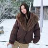 Autumn and winter new big fur collar down cotton-padded jacket pie to overcome the fashion explosion of navy cotton-padded jackets