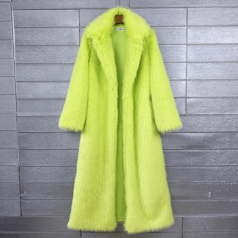 Cappotto Lungo Spesso da Donna in Ecopelliccia con Revers – Soffice Design Imitazione Toka per l'Inverno