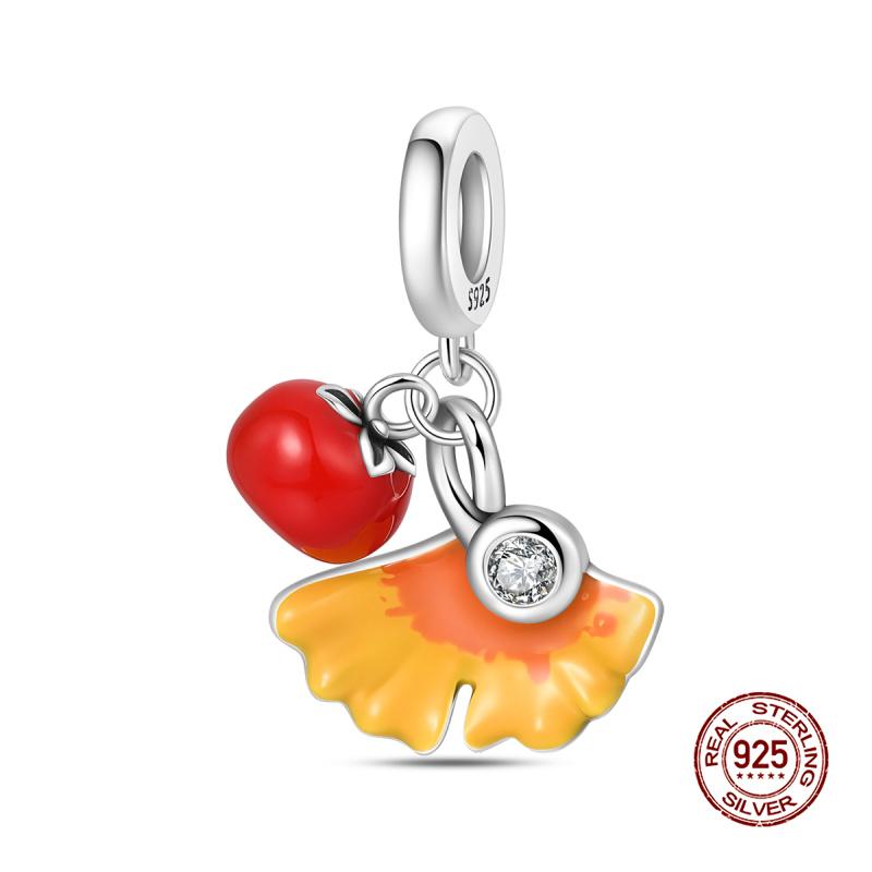 New In Charms Copper Lucky Red And Green Apple Charms Beads Fits Women 3Mm Original Bracelet Necklace Diy Fine Jewelry Gifts