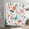 Colorful Garden Shower Curtain Bathroom Decor featuring Butterflies Bugs Waterproof Fabric Hooks Included (White)