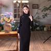 New Chinese black velvet thickened cheongsam 1011 new winter young girls can wear gentle and slim every day