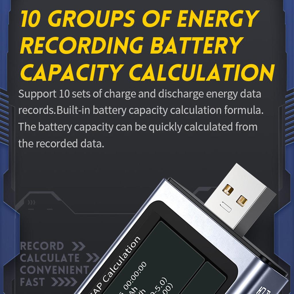 FNB58 Portable USB Voltage and Current Tester with 2" LCD Display Screen, Fast Charging Compatibility Current Voltmeter