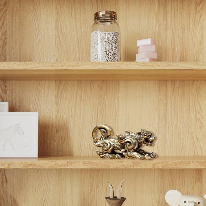 Chinese Mythical Brass Kylin Statue Miniature Solid Cast Ancient God Figure Desktop Ornament Study Room Decoration Gift