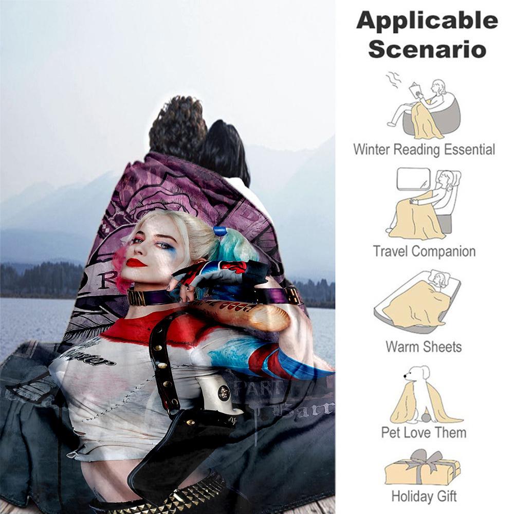 1pc Harley Quinn All-Season Comfort, Outdoor Flannel Blanket - Soft, Warm & Cozy for Naps, Camping & Travel 092
