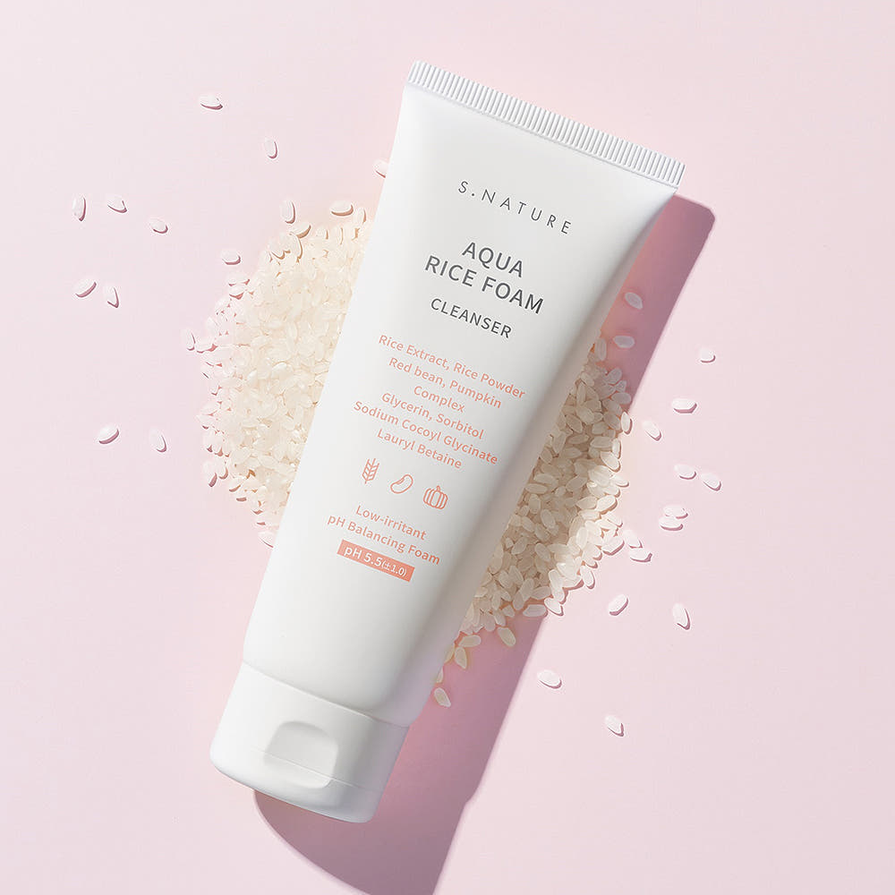 S.NATURE Aqua Rice Foam Cleanser 80ml Gentle Low pH Vegan Facial Cleanser Moisturizing Sensitive Skin Care