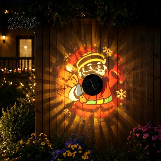 Rust Proof Iron Garden Fixtures Solar Christmas Wall Light, Santa Claus Projection Lamp with Rust-Proof Warm White Holiday Yard Decor Frame,