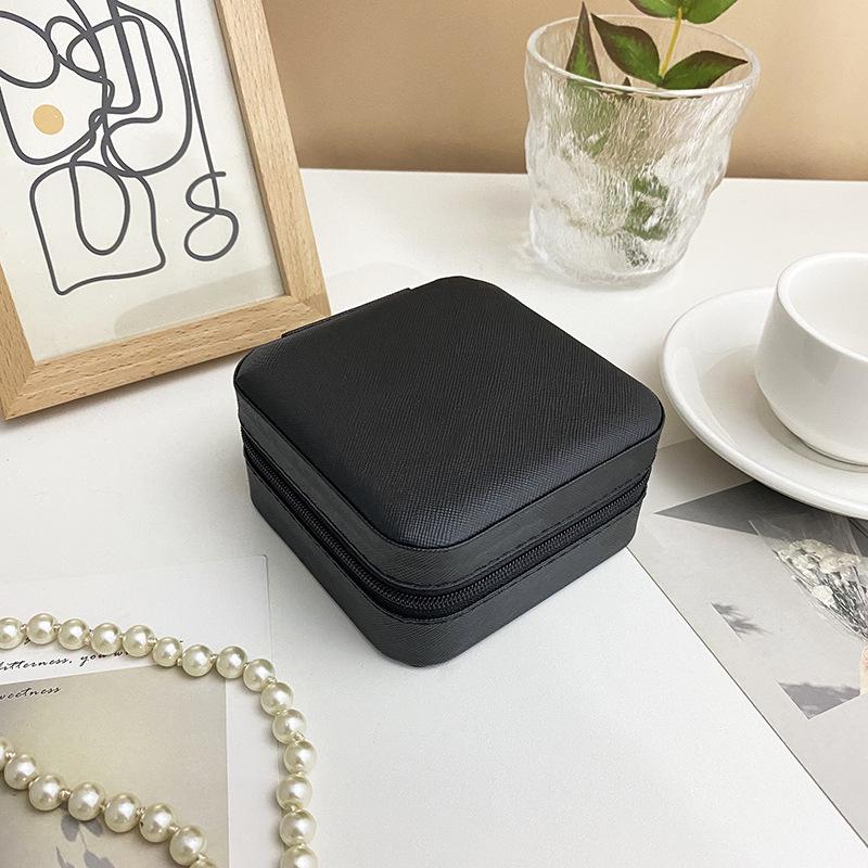 Küpe ve Saplama için Fermuarlı Taşınabilir PU Seyahat Takı Saklama Kutusu