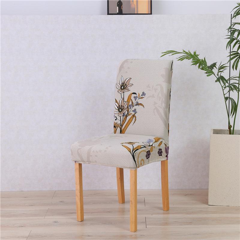 Printed Elastic Chair Cover, Household Hotel Four-Season Dining Chair Cover, Flower Leaf [Factory Price]