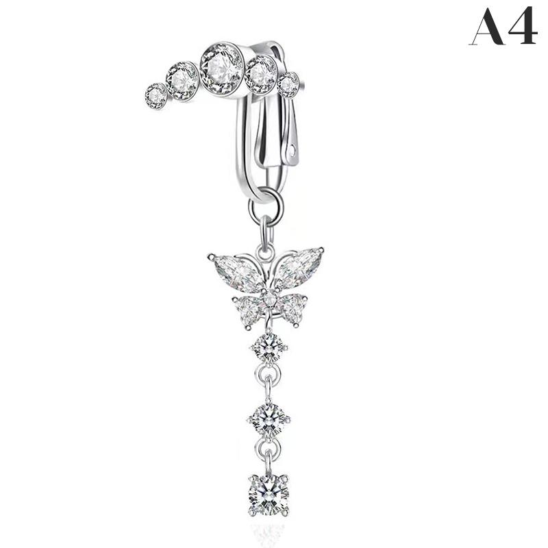 Faux Fake Belly Butterfly Fake Belly Piercing Clip On Umbilical Navel Fake Pircing Zircon Cartilage Clip On Earring Body Jewelry