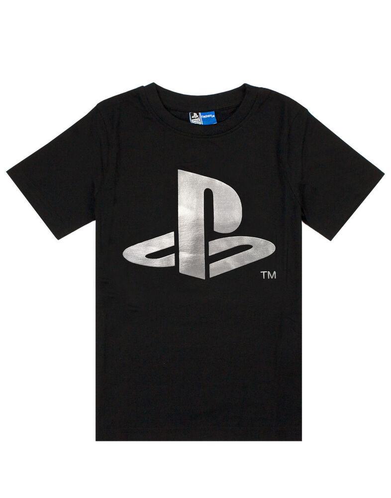 

Playstation Foil Logo Print BoyS Kids Childs Black Short Sleeved T-Shirt