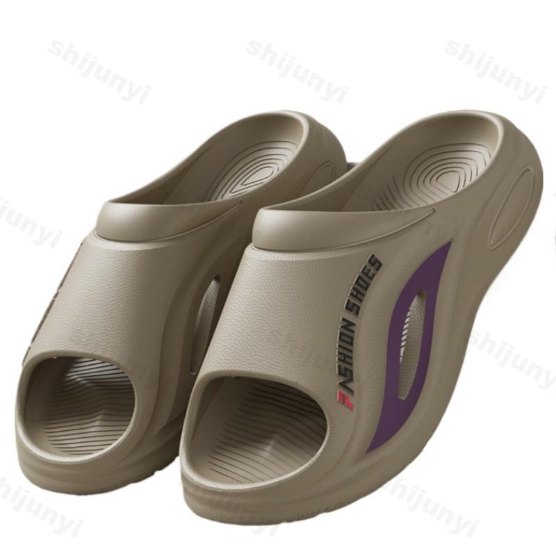 Fashion Men Slippers Non-slip Bathroom Slippers Comfort Home Shoes Open Toed Thick Soft Sole Breathable Flat Platform Indoor Slippers