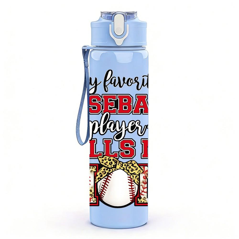 1PC Baseball Call Me Mom Quote Print 750ml Color Plastic Sports Water Bottle Leakproof Flip Straw Lid Suitable for Sports Office Home Use
