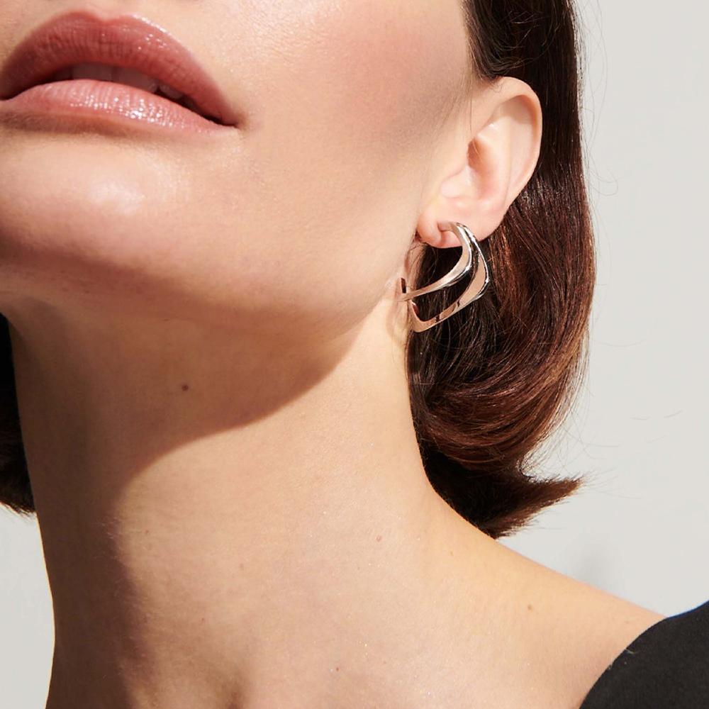 Minimalist Double Layer Square Shape Hoop Earrings for Women Stainless Steel Statement Geometric Ear Studs Trendy Jewelry Gifts