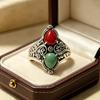 925Silver Women's Vintage Bohemian Style Inlaid Ring2A beautiful turquoise is suitable for daily wear, Valentine's Day gifts, parties, holidays,