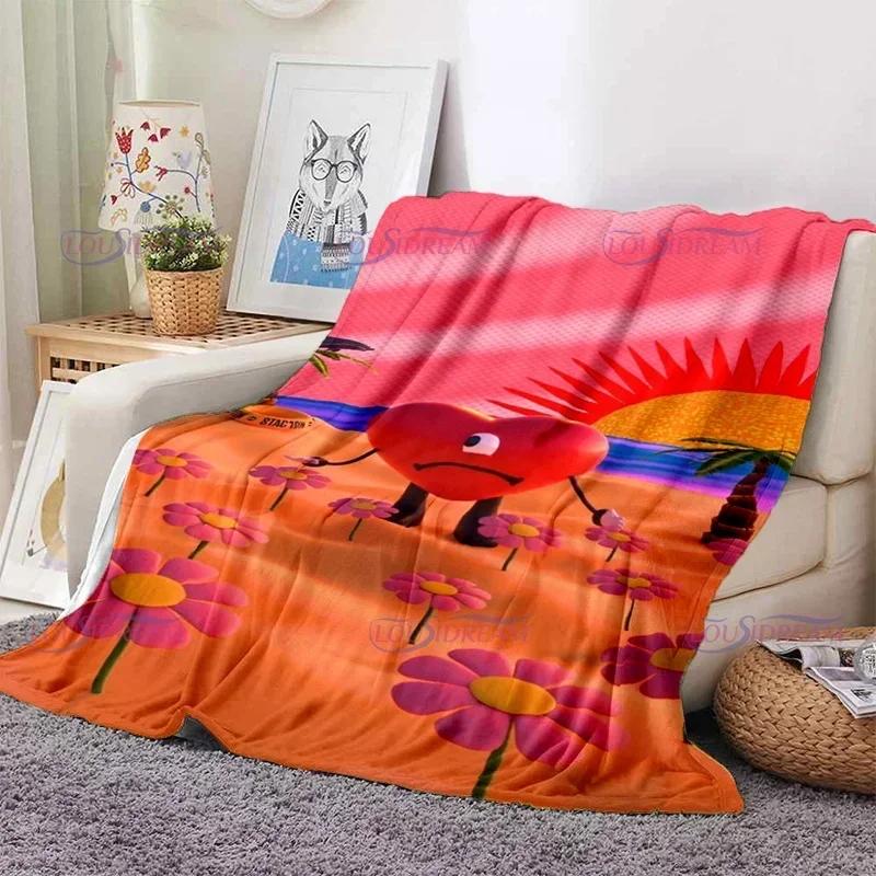 Cartoon Bad Bunny Coperta Coperte di flanella Musica pop latina Coperte calde in pile di peluche per biancheria da letto per divano adulto per tutte le stagioni